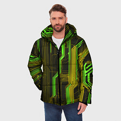 Куртка зимняя мужская Кибер схема зелёная, цвет: 3D-светло-серый — фото 2