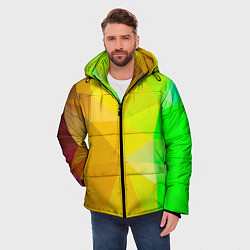 Куртка зимняя мужская Жёлто-зелёная геометрия, цвет: 3D-черный — фото 2