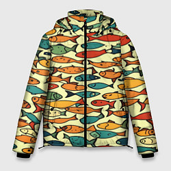 Куртка зимняя мужская Стайка рыбок, цвет: 3D-красный