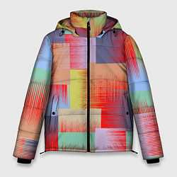 Куртка зимняя мужская Веселая разноцветная клетка, цвет: 3D-черный