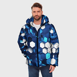 Куртка зимняя мужская Cyber hexagon Blue, цвет: 3D-красный — фото 2