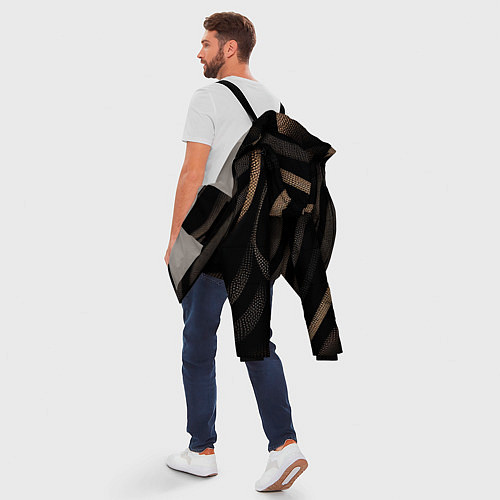 Мужская зимняя куртка Черный абстрактный узор / 3D-Светло-серый – фото 5