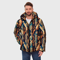 Куртка зимняя мужская Золотые узоры Египта и Рима, цвет: 3D-черный — фото 2