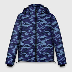 Куртка зимняя мужская Камуфляж охрана синий, цвет: 3D-черный