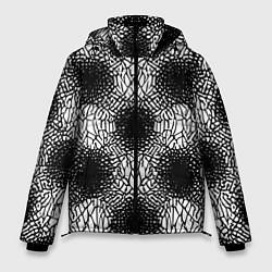 Куртка зимняя мужская Симметричная черно-белая паутина, цвет: 3D-светло-серый