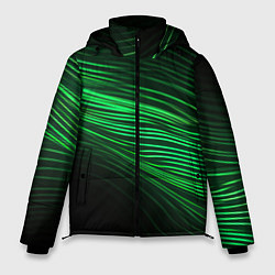 Куртка зимняя мужская Green neon lines, цвет: 3D-черный