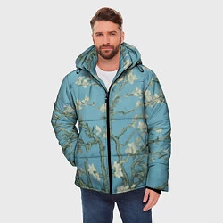 Куртка зимняя мужская Цветущие ветки миндаля - картина ван Гога, цвет: 3D-черный — фото 2