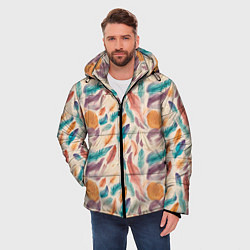 Куртка зимняя мужская Разноцветные перья узор, цвет: 3D-светло-серый — фото 2