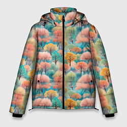 Куртка зимняя мужская Деревья разноцветные узор, цвет: 3D-светло-серый
