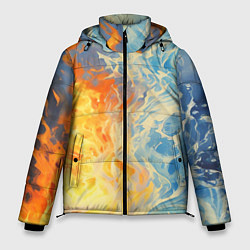 Куртка зимняя мужская Вода и пламя абстракция, цвет: 3D-черный