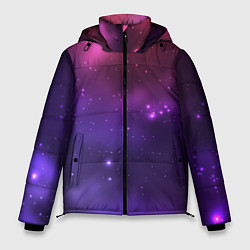 Мужская зимняя куртка Разноцветный космос - неоновое свечение