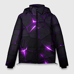 Куртка зимняя мужская Неоновые плиты с фиолетовым свечением, цвет: 3D-черный