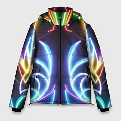 Куртка зимняя мужская Зеркальный неоновый паттерн - нейросеть, цвет: 3D-черный