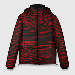 Мужская зимняя куртка Красные горизонтальные полосы на черном фоне