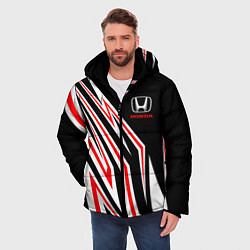 Куртка зимняя мужская Хонда - белый и красный, цвет: 3D-черный — фото 2