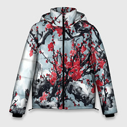 Мужская зимняя куртка Лепестки цветущей вишни - сакура