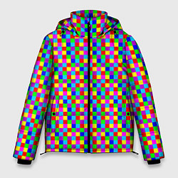 Куртка зимняя мужская Разноцветные маленькие квадраты, цвет: 3D-красный