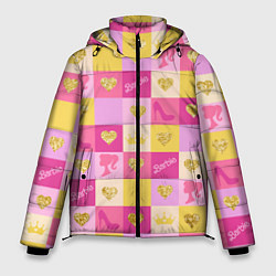Мужская зимняя куртка Барби: желтые и розовые квадраты паттерн