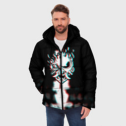Куртка зимняя мужская Samurai glitch cyberpunk city, цвет: 3D-светло-серый — фото 2