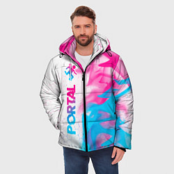 Куртка зимняя мужская Portal neon gradient style: по-вертикали, цвет: 3D-черный — фото 2
