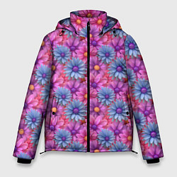 Куртка зимняя мужская Цветочный паттерн из гербер, цвет: 3D-черный