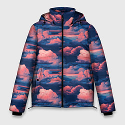 Мужская зимняя куртка Волшебные сине розовые облока