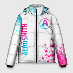 Куртка зимняя мужская Aerosmith neon gradient style: надпись, символ, цвет: 3D-черный