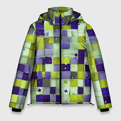 Куртка зимняя мужская Ретро квадраты болотные, цвет: 3D-светло-серый