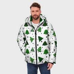 Куртка зимняя мужская Узор с зелеными елочками, цвет: 3D-черный — фото 2