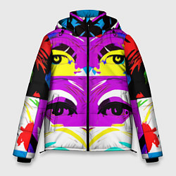 Куртка зимняя мужская Eyes - pop art - neural network, цвет: 3D-светло-серый
