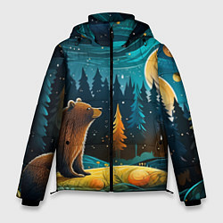 Куртка зимняя мужская Хозяин тайги: медведь в лесу, цвет: 3D-светло-серый