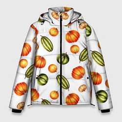 Куртка зимняя мужская Разноцветные тыквы - паттерн, цвет: 3D-светло-серый
