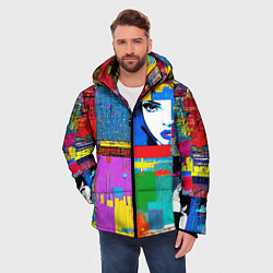 Куртка зимняя мужская Лоскутное одеяло - поп-арт, цвет: 3D-черный — фото 2
