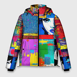 Куртка зимняя мужская Лоскутное одеяло - поп-арт, цвет: 3D-светло-серый