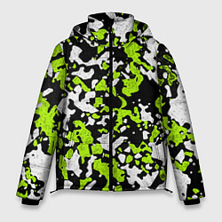 Мужская зимняя куртка Абстракция чёрно-зелёная