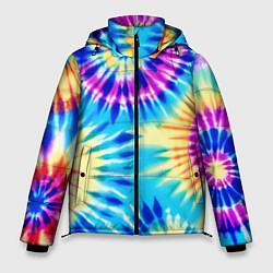 Куртка зимняя мужская Красочная композиция - тай-дай, цвет: 3D-черный
