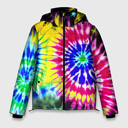 Куртка зимняя мужская Colorful floral composition - tie-dye, цвет: 3D-черный