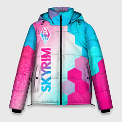 Куртка зимняя мужская Skyrim neon gradient style: по-вертикали, цвет: 3D-черный
