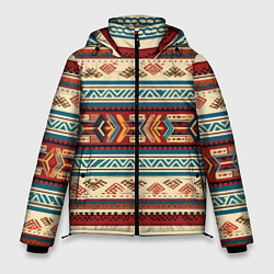 Куртка зимняя мужская Этнический паттерн в горизонтальную полоску, цвет: 3D-светло-серый