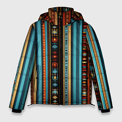 Куртка зимняя мужская Этнический паттерн в вертикальную полоску, цвет: 3D-красный