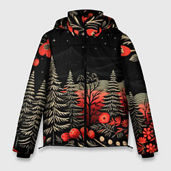 Куртка зимняя мужская Новогодняя темная ночь, цвет: 3D-красный