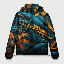 Куртка зимняя мужская Узор с растительными элементами, цвет: 3D-черный