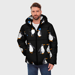 Куртка зимняя мужская Веселая семья пингвинов, цвет: 3D-черный — фото 2