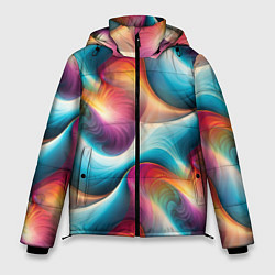 Мужская зимняя куртка Волнообразная разноцветная абстракция