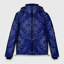 Мужская зимняя куртка Лайнарт лотосы на синем - паттерн