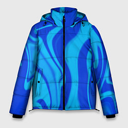 Мужская зимняя куртка Абстракция разлитые краски сине-голубой