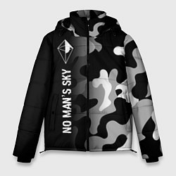 Куртка зимняя мужская No Mans Sky glitch на темном фоне по-вертикали, цвет: 3D-черный