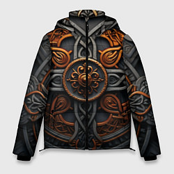 Куртка зимняя мужская Орнамент в викингском стиле, цвет: 3D-черный