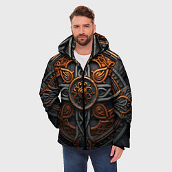 Куртка зимняя мужская Орнамент в викингском стиле, цвет: 3D-черный — фото 2