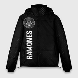Куртка зимняя мужская Ramones glitch на темном фоне по-вертикали, цвет: 3D-черный